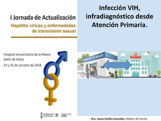 Infección	VIH,	
infradiagnóstico	desde	
Atención	Primaria.		
Dra.	Joana	Guillén	González.	Médico	de	familia	
 