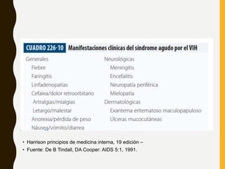 • Harrison principios de medicina interna, 19 edición –
• Fuente: De B Tindall, DA Cooper: AIDS 5:1, 1991.
 