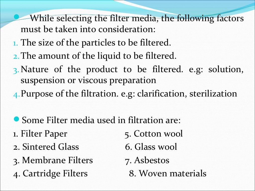 Filtration and clarification