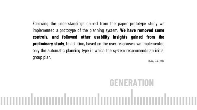 GENERATION
Following the understandings gained from the paper prototype study we
implemented a prototype of the planning s...