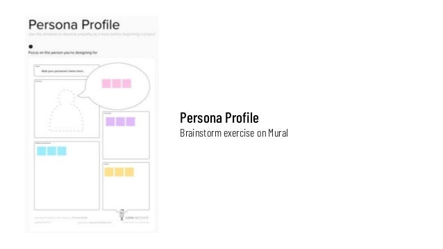 Persona Profile
Brainstorm exercise on Mural
 