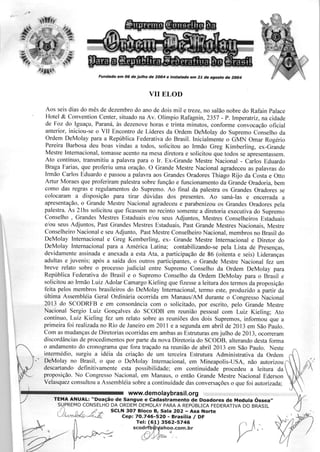 Ata do VII Encontro de Líderes da Ordem DeMolay (ELOD) - Foz do Iguaçu 2013