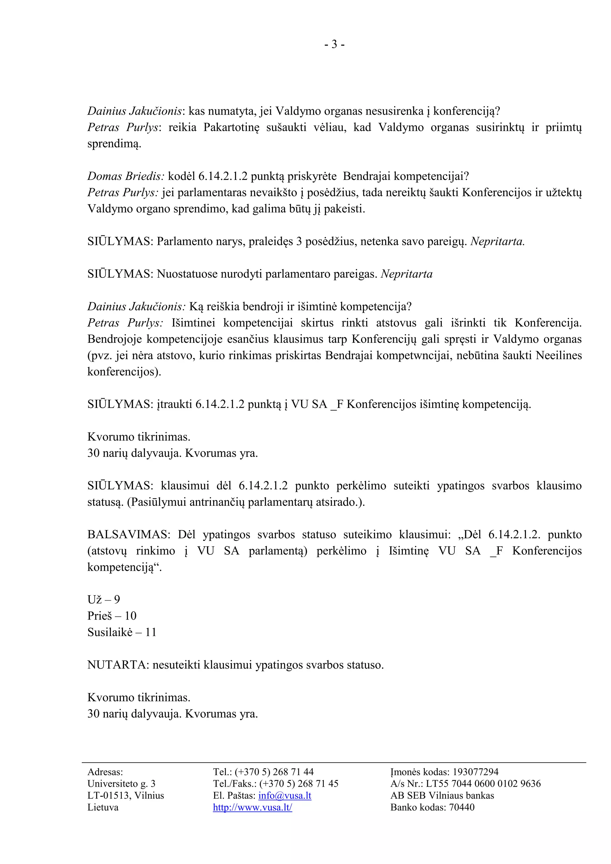Protokolas VIII-ojo VU SA Parlamento posėdžio protokolas | PDF