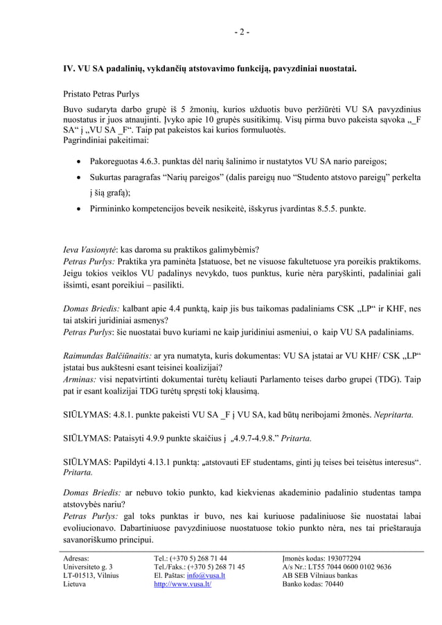 Protokolas VIII-ojo VU SA Parlamento posėdžio protokolas | PDF