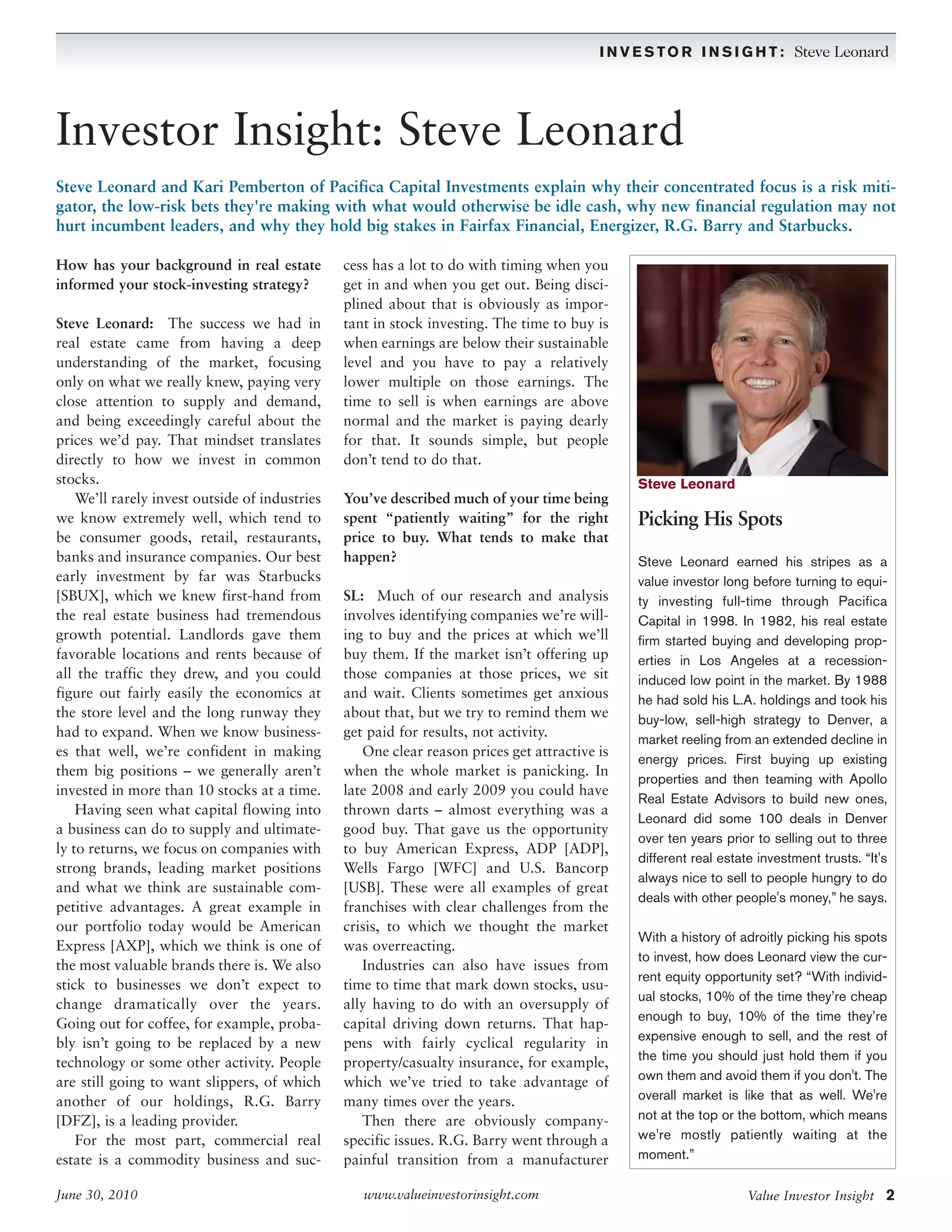 Interview in Value Investor Insight | PDF