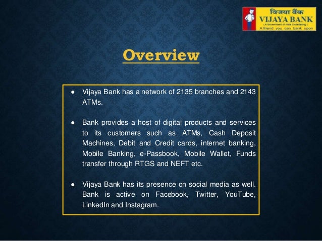 Vijaya Bank An Overview