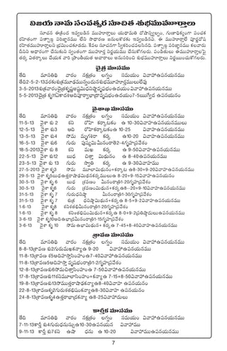 7
$»j·THêeTdü+e‘·‡s¡dü÷∫‘·X¯óuÛÑeTTVüAsêÔT
dü÷#·q áÁøÏ+<ä Çe«ã&çq eTTVüAsêÔT j·T<ÛëeT‹ <√cÕdü‡«Œ+, >∑TD≤~Ûø£´+>± |ü+#·ø£
s¡Væ≤‘·+>± |üx±ÃvZ |ü]C≤„qeTT ˝Òì kÕ<Ûës¡D »qTø=s¡≈£î Çe«ã&çq$. á eTTVüAsêÔ˝Ò |üPs¡í<√wü
s¡Væ≤‘·eTTVüAsêÔì ÁuÛÑ$T+#·≈£L&É<äT. πøe dü÷#·q>± d”«ø£]+#·edæq~. |üx±ÃvZ |ü]C≤„qeTT ø£yês¡T
Bìì Ä<Ûës¡+>± #˚düT≈£îì dü«+‘·+>± eTTVüAs¡Ô ìs¡íj·TeTT #˚düTø√>∑s¡T. |ü+&ç‘·TT áeTTVüAsêÔô|’
‘·s¡ÿ $‘·sêÿT #˚j·Tø£ yê] ÁbÕ+rj·T‘· Ä#êsêT nqTdü]+∫ X¯óuÛÑeTTVüAsêÔT ìs¡ísTT+#·Tø√>∑s¡T.
#Ó’Á‘·e÷düeTT
‘˚~ e÷dü‹~∏ yês¡+ qø£åÁ‘·+ >∑ï+ düeTj·T+ $yêVü‰ñ|üqj·TqeTT
‘˚~2`5`2`13es¡≈£îX¯óÁø£eT÷&ÛÉeTTqï+<äTqX¯óuÛÑeT÷VüAs¡ÔeTTT˝Òe⁄
3`5`2013X¯óÁø£yês¡+#Ó’Á‘·ø£èwüínwüº$T<ÛäìcÕºeè|òüuÛÑ+ñ<äj·T+$yêVü‰ñ|üqj·TqeTT
5`5`2013#Ó’Á‘· ø£è11@ø±<ä•Ä~|üPsê«uÛ≤Á<ëeèwüuÛÑ+ñ<äj·T+7`5ãTTπ>«<ä ñ|üqj·Tq+
yÓ’XÊKe÷düeTT
‘˚~ e÷dü‹~∏ yês¡+ qø£åÁ‘·+ >∑ï+ düeTj·T+ $yêVü‰ñ|üqj·TqeTT
11`5`13 yÓ’XÊ X¯ó 2 X¯ì s√Væ≤ ø£sêÿ≥ø£+ ñ 10`30$yêVü≤ñ|üqj·TqeTTT
12`5`13 yÓ’XÊ X¯ó3 Ä~ s√Væ≤ø£sêÿ≥ø£+ñ 10`25 $yêVü≤ñ|üqj·TqeTT
13`5`13 yÓ’XÊ X¯ó4 k˛eT eTè>∑•sê ø£s¡ÿ ñ10`20 $yêVü≤ñ|üqj·TqeTT
16`5`13 yÓ’XÊ X¯ó6 >∑Ts¡T |ü⁄wü´$TMTq+sê‘Ó2`4>∑èVü≤Á|üy˚X¯+
18`5`2013yÓ’XÊ X¯ó 8 X¯ì eTK ø£s¡ÿ ñ 9`50$yêVü≤ñ|üqj·TqeTT
22`5`13 yÓ’XÊ X¯ó12 ãT<Ûä ∫‘êÔ $T<∏äTq+ ñ 8`40ñ|üqj·TqeTT
23`5`13 yÓ’XÊ X¯ó 13 >∑Ts¡T kÕ«‹ ø£s¡ÿ ñ 9`30$yêVü≤eTT
27`5`2013 yÓ’XÊ ø£è3 k˛eT eT÷˝≤$T<∏äTq+Gø£sêÿ≥ ñ8`30G9`20$yêVü≤ñ|üqj·TqeTT
29`5`13 yÓ’XÊ ø£è5ãT<Ûäñ‘·ÔsêcÕ&ÛÉ$T<∏äqø£s¡ÿeTTTñ 8`20G9`15$yêVü≤ñ|üqj·Tq+
30`5`13 yÓ’XÊ ø£è 6 ãT<Ûä ÁX¯eD+ MTq+sêÁ‹1`20>∑èVü≤Á|üy˚X¯+
30`5`13 yÓ’XÊ ø£è6 >∑Ts¡T ÁX¯eD+$T<∏äTqGø£s¡ÿñ8``20G9`10$yêVü≤ñ|üqj·TqeTT
31`5`13 yÓ’XÊ ø£è 7 >∑Ts¡T<ÛäìcÕ˜ MTq+sêÁ‹1`30>∑èVü≤Á|üy˚X¯+
31`5`13 yÓ’XÊ ø£è 7 X¯óÁø£ <ÛäìcÕ˜$T<∏äTqGø£s¡ÿñ 8`5G9`2$yêVü≤ñ|üqj·TqeTT
1`6`13 yÓ’XÊ ø£è8 X¯ìX¯‘·_ÛMTq+sêÁ‹1`20>∑èVü≤Á|üy˚X¯+
1`6`13 yÓ’XÊ ø£è 8 X¯ìX‘·_Ûwü+$T<∏äTqGø£s¡ÿñ 8`0G9`2Á|ü‹cÕ˜<äTTñ|üqj·TqeTT
3`6`13 yÓ’XÊ ø£è10Ä~ñuÛ≤Á<äMTq+sêÁ‹1`15>∑èVü≤Á|üy˚X¯+
3`6`13 yÓ’XÊ ø£è 10 k˛eTñuÛ≤$T<∏äTqG ø£s¡ÿñ 7`45G8`40$yêVü≤ñ|üqj·TqeTT
ÁXÊeDe÷düeTT
‘˚~ e÷dü‹~∏ yês¡+ qø£åÁ‘·+ >∑ï+ düeTj·T+ $yêVü‰ñ|üqj·TqeTT
8`8`13ÁXÊeD X¯ó2>∑Ts¡TeTKø£Hê´ñ 9`20 $yêVü‰ñ|üqj·TqeTT
11`8`13ÁXÊeD X¯5Ä~Vü≤kÕÔdæ+Vü≤+ñ7`40$yêVü‰ñ|üqj·TqeTT
11`8`13ÁXÊeD5Ä~Vü≤kÕÔ eèwüuÛÑ+sêÁ‹1`2>∑èVü≤Á|üy˚X¯+
12`8`13ÁXÊeDX¯ó6k˛eT∫‘êÔdæ+Vü≤+ñ 7`50$yêVü‰ñ|üqj·TqeTT
17`8`13ÁXÊeDX¯ó11X¯ìeT÷˝≤dæ+Vü≤+Gø£Hê´ñ 7`15G8`50$yêVü‰ñ|üqj·TqeTT
19`8`13ÁXÊeDX¯ó13k˛eTT‘·ÔsêcÕ&ÛÉø£Hê´ñ8`40$yêVü≤ ñ|üqj·Tq+
22`8`13ÁXÊeDø£è2>∑Ts¡TX¯‘·_Ûwü+ø£Hê´ñ8`30$yêVü≤ ñ|üqj·Tq+
24`8`13ÁXÊeDø£è4ñ‘·ÔsêuÛ≤Á<äø£Hê´ ñ8`25$yêVü‰<äTT
ø±ØÔø£e÷düeTT
‘˚~ e÷dü‹~∏ yês¡+ qø£åÁ‘·+ >∑ï+ düeTj·T+ $yêVü‰ñ|üqj·TqeTT
7`11`13ø±ØÔ X¯ó4>∑Ts¡T<ÛäqTdüT‡ñ10`30ñ|üqj·Tq $yêVü‰eTT
9`11`13 ø±ØÔ X¯ó7X¯ì ñcÕ <ÛäqT ñ 10`20 $yêVü‰eTTñ|üqj·TqeTT
 