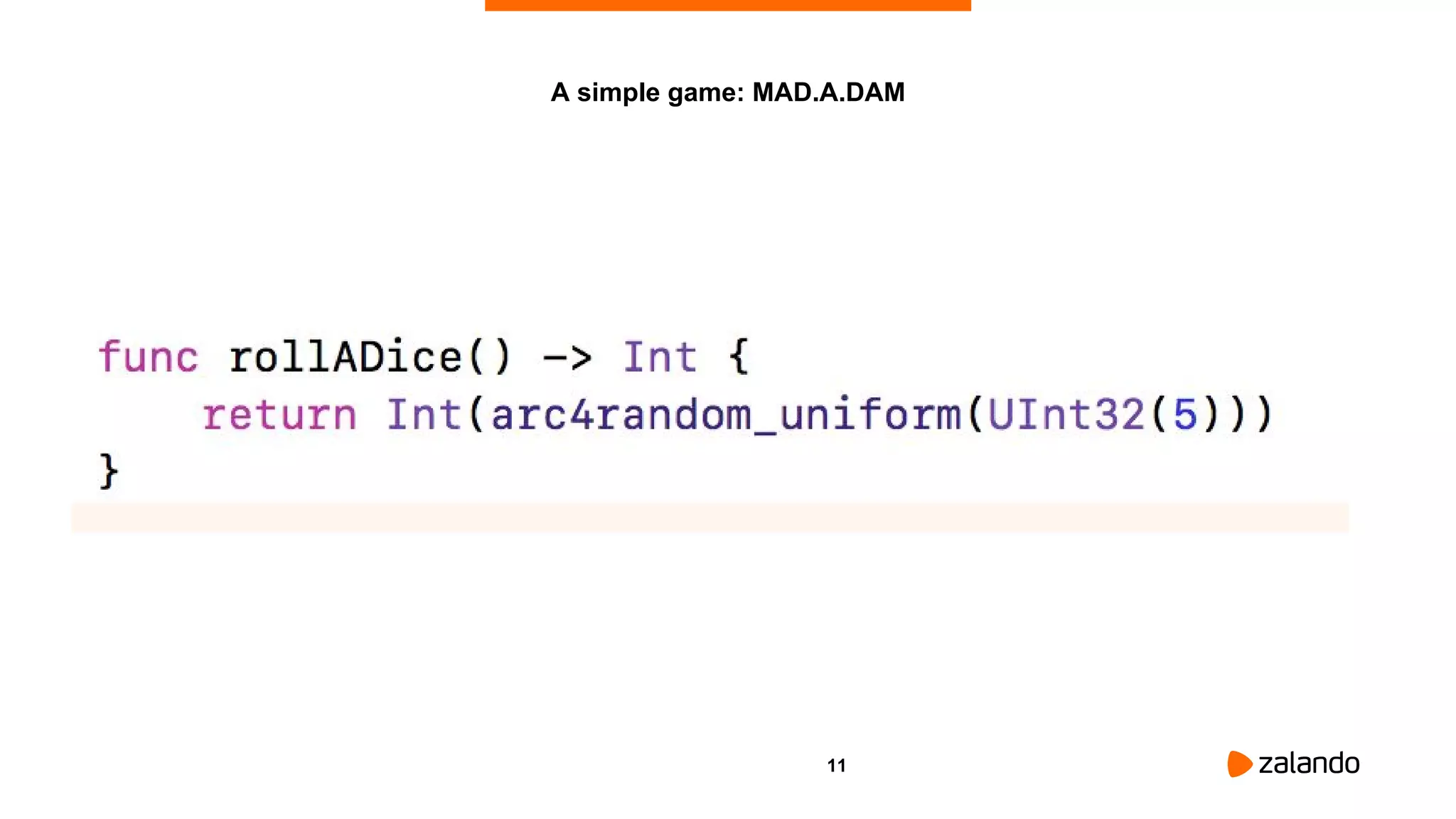 11
A simple game: MAD.A.DAM
 