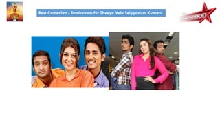 Best Comedian - Santhanam for Theeya Vela Seiyyanum Kumaru
 
