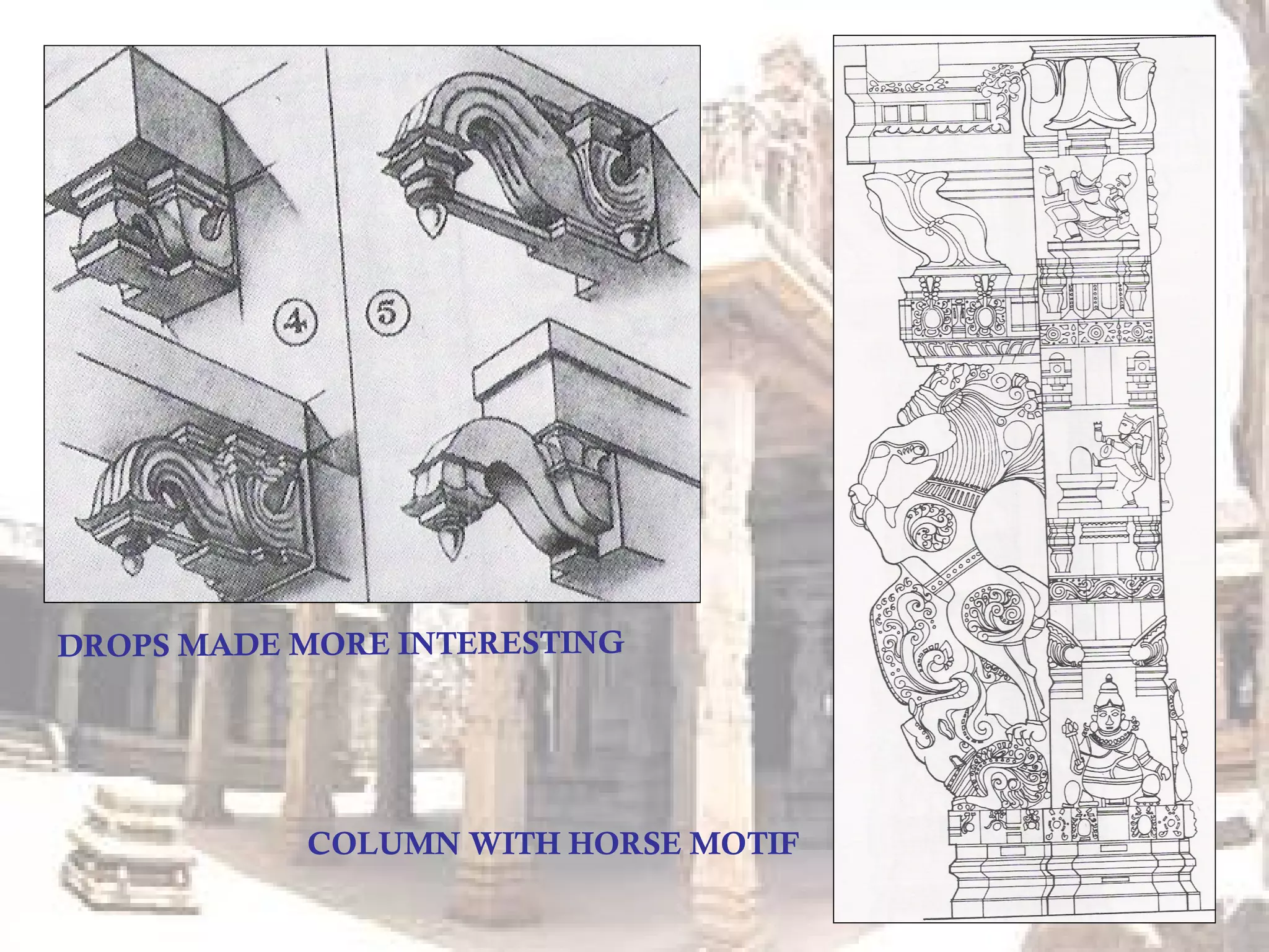 DROPS MADE MORE INTERESTING
COLUMN WITH HORSE MOTIF
 