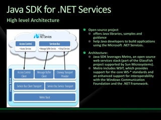 .NET ServicesInfrastructure in the cloudAccess ControlService BusWorkflow.NET ServicesSQL ServicesApplicationsLive ServicesWindows Azure?ApplicationsWindowsMobileWindowsVista/XPWindowsServerOthers