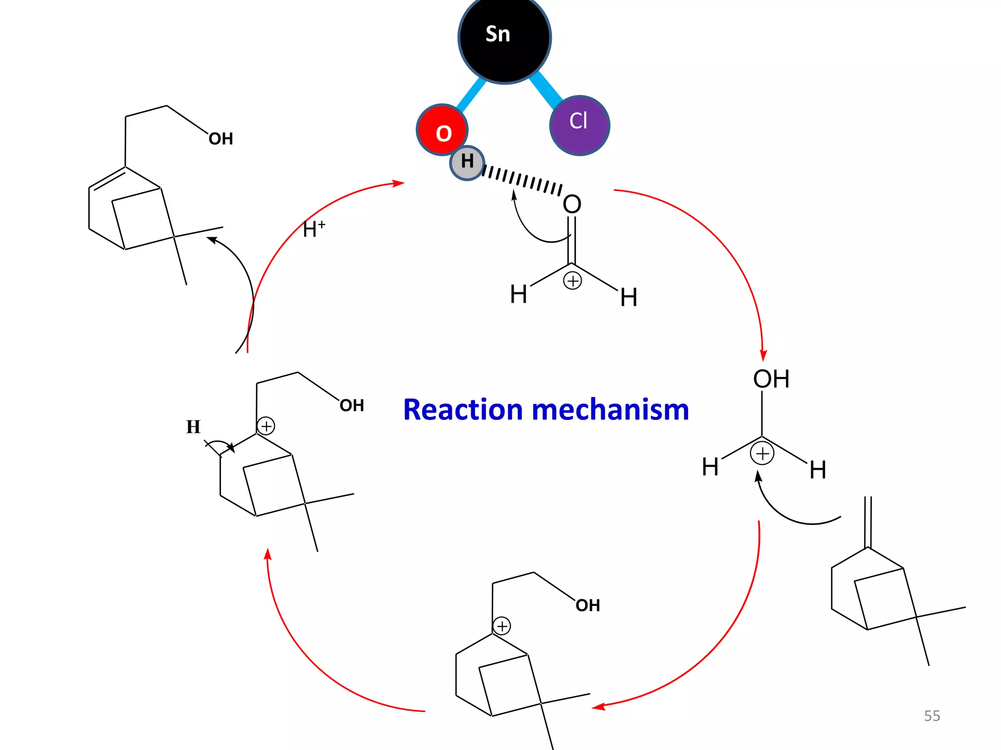 H H
O
O
SnSn
H
H H
OH
OH
H
OH
OH
H+
Cl
Reaction mechanism
55
 