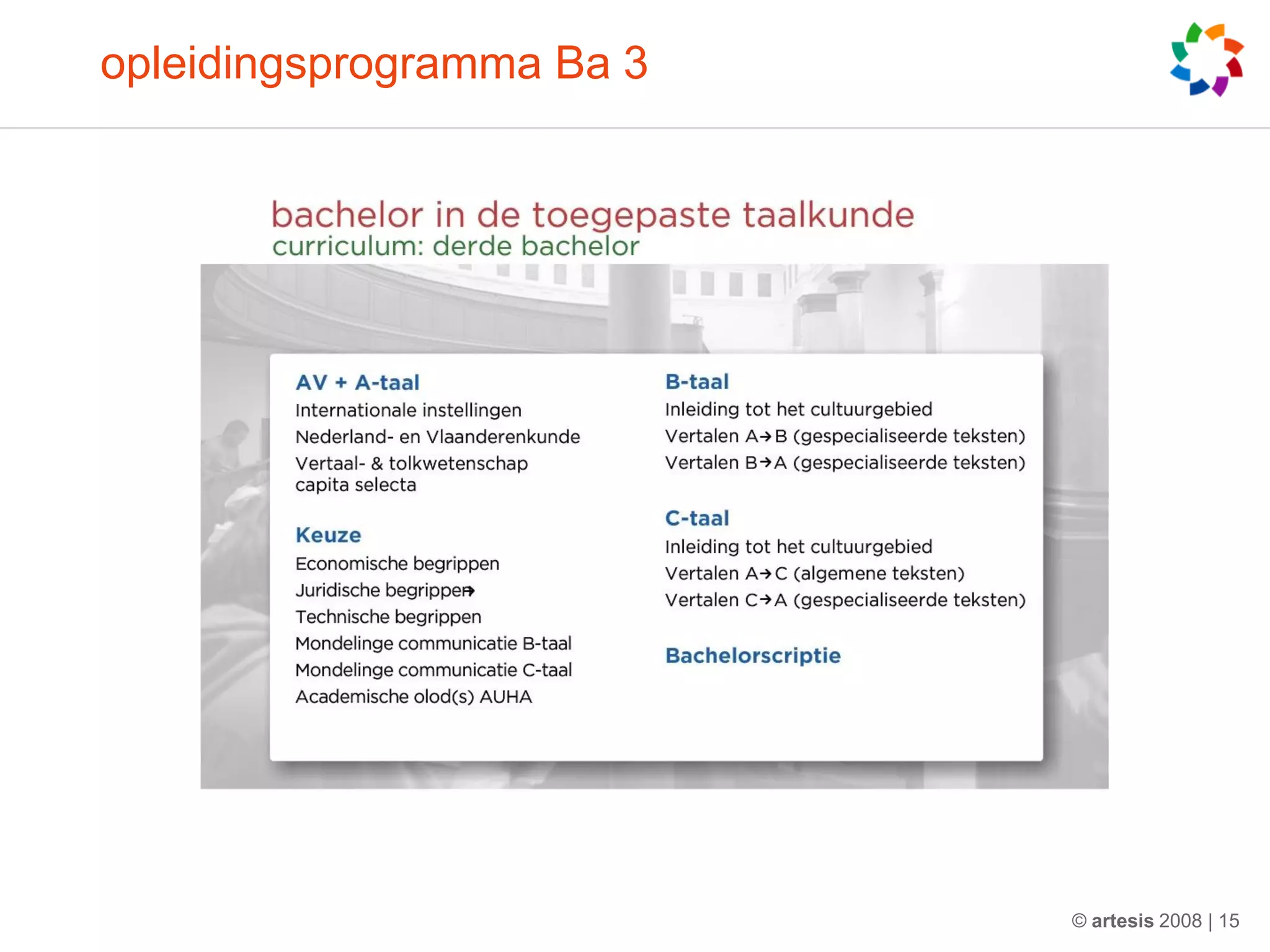 opleidingsprogramma Ba 3




                           © artesis 2008 | 15
 