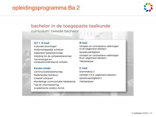 opleidingsprogramma Ba 2




                           © artesis 2008 | 14
 