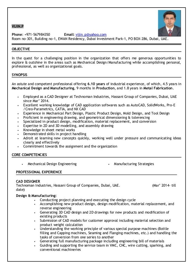 mechanical designer resumes
