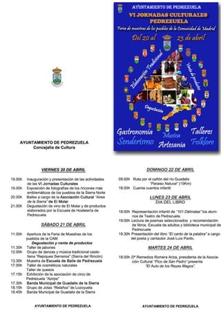 VI jornadas culturales Pedrezuela  diptico