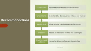Recommendations
Interpret and
Address
Interpret and Address Relevant Opportunities
Prepare Prepare for Alternative Realities and Challenges
Appreciate Appreciate the Interdependence of Variables
Understand Understand the Consequences of Issues and Actions
Anticipate Anticipate the Issues that Shape Conditions
@LeanExplorer
 