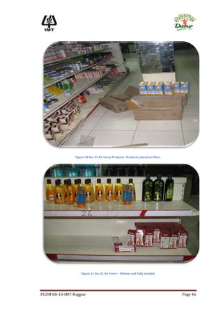 Figure 10 Sec 21 Air Force Products- Products placed on floor.




                    Figure 11 Sec 21 Air Force – Shelves not fully stacked.




PGDM 08-10-IMT-Nagpur                                                            Page 46
 