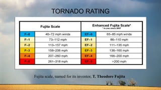 TORNADO RATING
Fujita scale, named for its inventor, T. Theodore Fujita
 