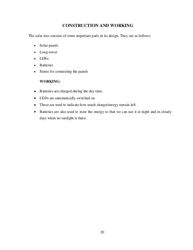 Construction and working of solar tree image