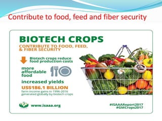 Contribute to food, feed and fiber security
 