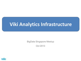 Viki Analytics Infrastructure
BigData Singapore Meetup
Oct 2013
 