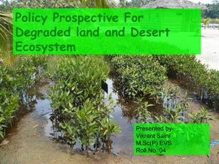 1
Policy Prospective For
Degraded land and Desert
Ecosystem
Presented by-
Vikrant Saini
M.Sc(P) EVS
Roll.No. 04
 
