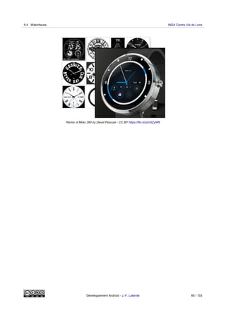 Remix of Moto 360 by David Pascual - CC BY https://flic.kr/p/nSZyW6
9.4 Watchfaces INSA Centre Val de Loire
Développement Android - J.-F. Lalande 85 / 103
 