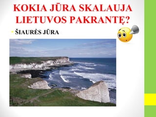 KOKIA JŪRA SKALAUJA
LIETUVOS PAKRANTĘ?
• ŠIAURĖS JŪRA
 