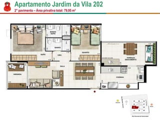 Apartamento Jardim da Vila 202
2° pavimento – Área privativa total: 79,95 m²
 