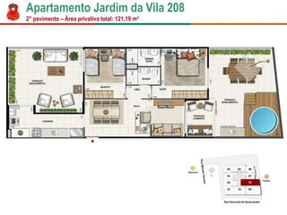 Apartamento Jardim da Vila 208
2° pavimento – Área privativa total: 121,19 m²
 