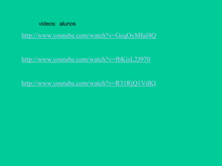 videos: alunos

http://www.youtube.com/watch?v=GcqOyMIaf4Q


http://www.youtube.com/watch?v=fbKisL2J970


http://www.youtube.com/watch?v=R31RjQ1VdKI
 
