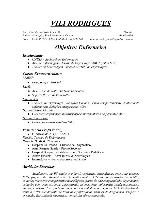 Modelo Curriculo Tecnico De Enfermagem | curriculo enfermeiro Modelo Curriculo Tecnico De Enfermagem | curriculo enfermeiro