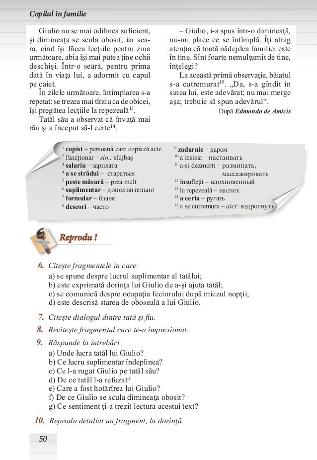 Scrie un text de cinci enunturi despre familia ta