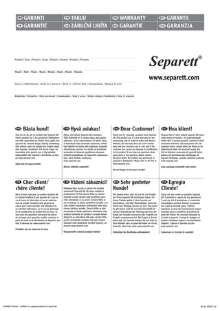 www.separett.com
Separett®
Produkt Tuote Product Toode Produit Výrobek Produkt Prodotto
Modell Malli Model Mudel Modèle Mo...