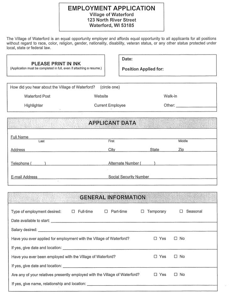 village of waterford employment