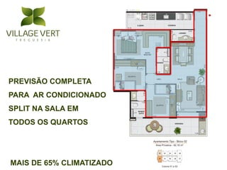 PREVISÃO COMPLETA
PARA AR CONDICIONADO
SPLIT NA SALA EM
TODOS OS QUARTOS




MAIS DE 65% CLIMATIZADO
 