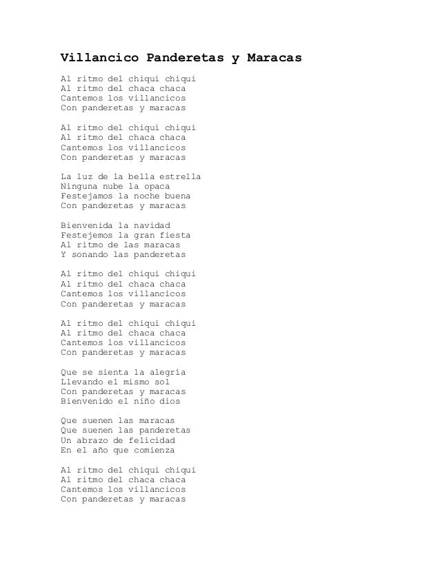 Villancico panderetas y maracas letra