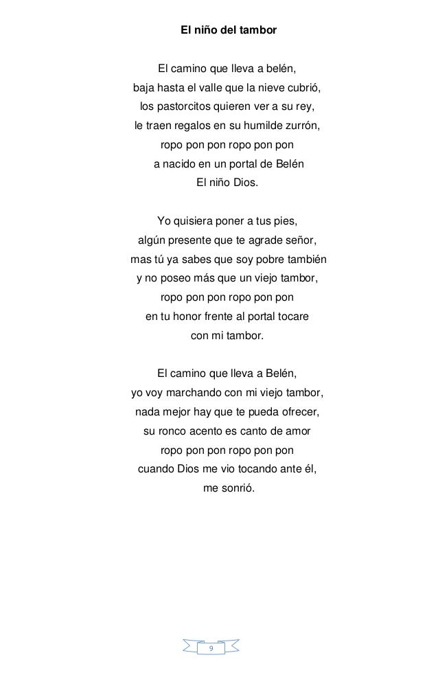 Letra De Cancion El Niño Del Tambor Hay Niños