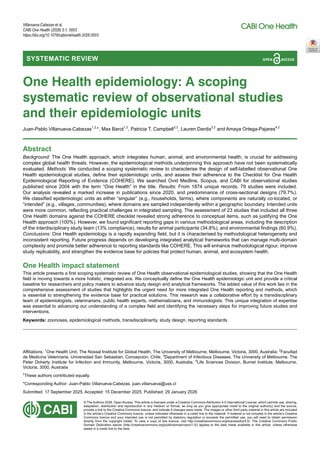 One Health Epidemiology: A Systematic Review of Observational Studies ...