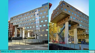 Edificios de oficinas Eurocity están concebidos al modo de "puerta urbana“. Se planifican en forma de escalera invertida.
 