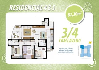 3




                                                                               LAVABO
                                                                                2.34m2




          VARANDA
           7.03m2



                                                 ESTAR/JANTAR
                                                    23.45m2


                                                                                         COZINHA/
                                                                                         SERVIÇO
                                                                                          7.88m2




                                                                  SANIT.
                                                                  3.39m2

SANIT.
3,99 m2                 CLOSET                CIRC.
                         4.30m2               3.10m2




               SUÍTE
               8.84m2
                                  QUARTO 01
                                    8.97m2
                                                            QUARTO 02
                                                              9.01m2                      SPLIT




                                                                                                    3




                                                                                                        LAVABO
                                                                                                         2.34m2
 