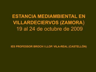 ESTANCIA MEDIAMBIENTAL EN
VILLARDECIERVOS (ZAMORA)
19 al 24 de octubre de 2009
IES PROFESSOR BROCH I LLOP. VILA-REAL (CASTELLÓN)
 