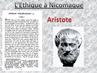 L’Ethique à Nicomaque Aristote 