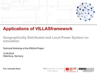 Applications of VILLASframework
Geographically Distributed and Local Power System co-
simulation
Technical Workshop of the ERIGrid Project
13.09.2018
Oldenburg, Germany
Prof. Antonello Monti
 