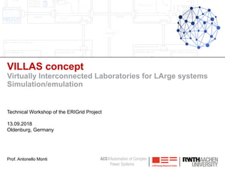 VILLAS concept
Virtually Interconnected Laboratories for LArge systems
Simulation/emulation
Technical Workshop of the ERIGrid Project
13.09.2018
Oldenburg, Germany
Prof. Antonello Monti
 