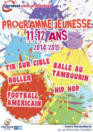 Ville de Clermont - Programme Jeunesse - 11-17 ans - 2014-2015