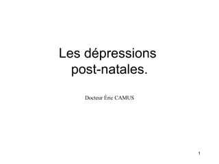 Les dépressions  post-natales. Docteur Éric CAMUS 