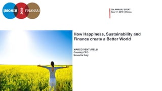 MARCO VENTURELLI
Country CFO
Novartis Italy
How Happiness, Sustainability and
Finance create a Better World
7th ANNUAL EVENT
Sep 17, 2019 | Vilnius
 