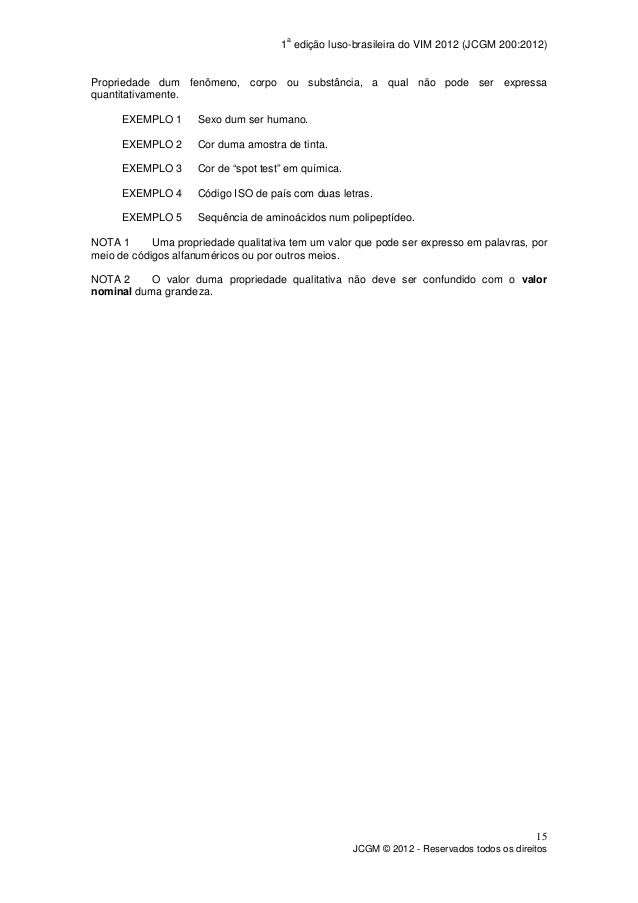 Vocabulário Internacional de Metrologia VIM 2012